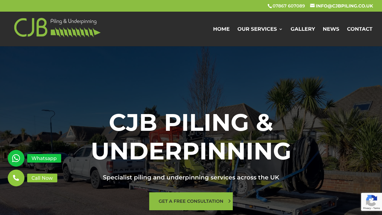 CJB PILING AND UNDERPINNING LTD website preview