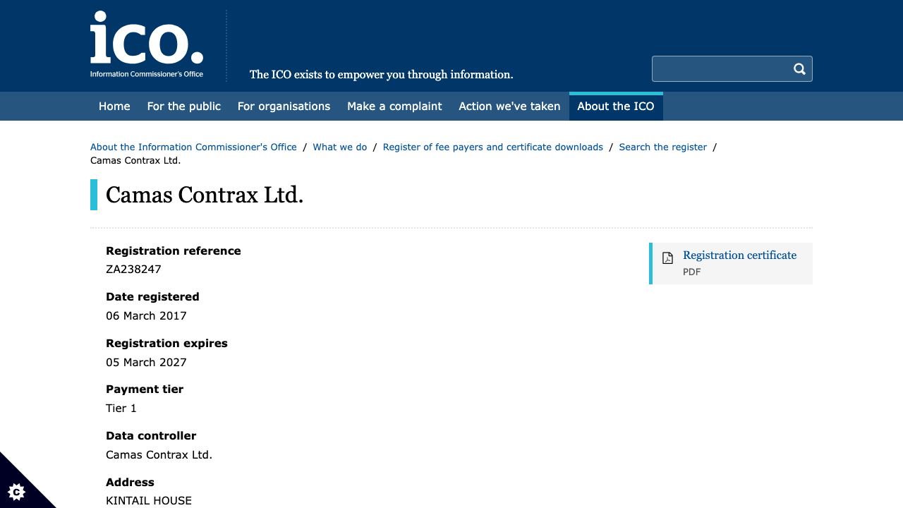 CAMAS CONTRAX LTD. website preview