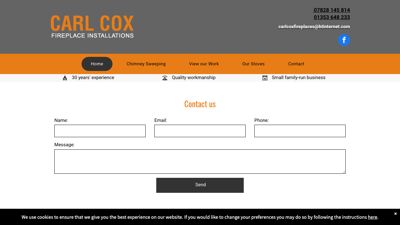 CARL COX FIREPLACE INSTALLATIONS LIMITED website preview