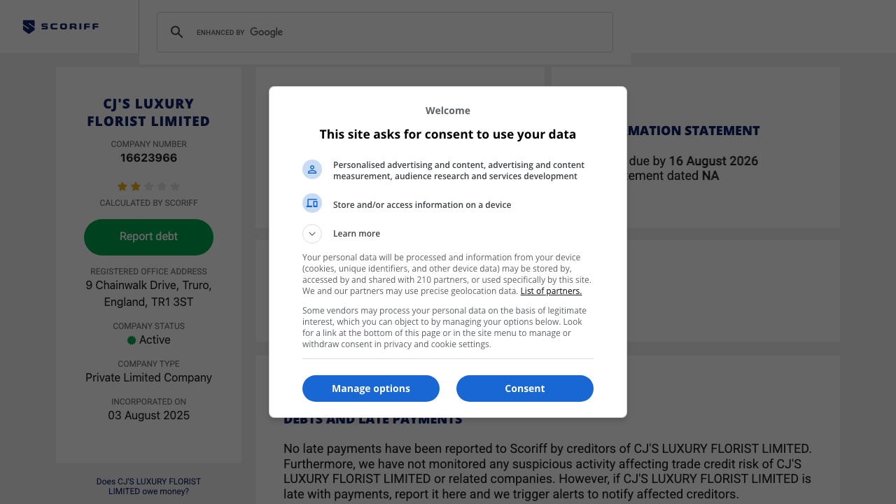 CJ'S LUXURY FLORIST LIMITED website preview