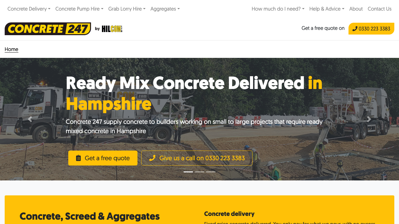 24-7 CONCRETE PUMPING SERVICES LIMITED website preview