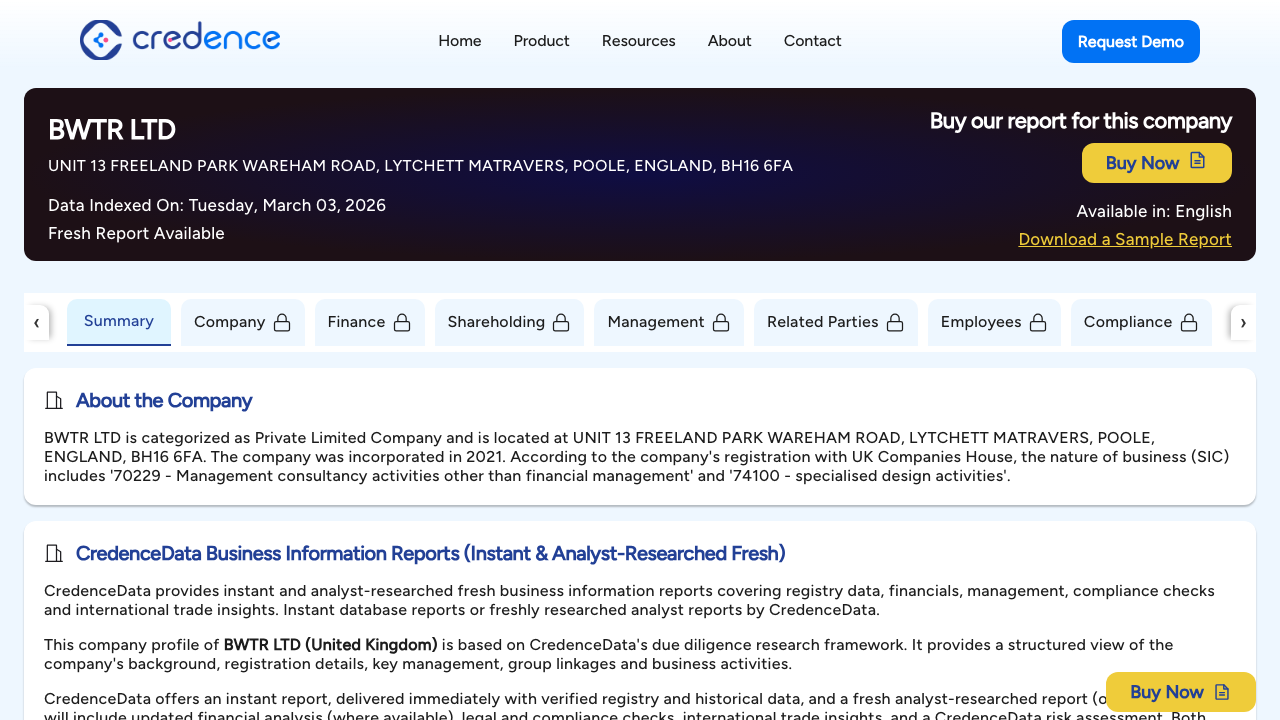 BWTR LTD website preview