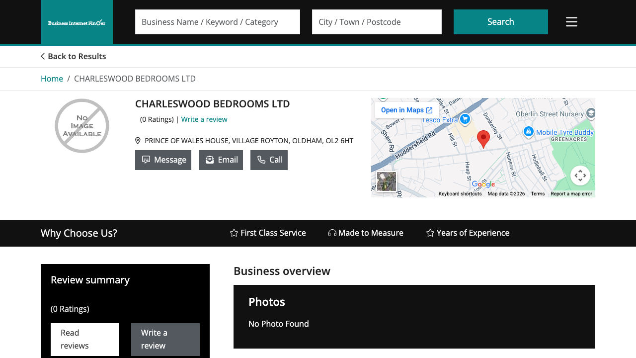 CHARLESWOOD BEDROOMS LTD website preview