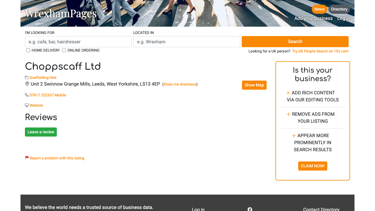 CHOPPSCAFF LTD website preview