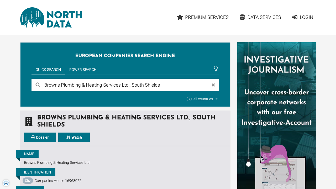 BROWNS PLUMBING & HEATING SERVICES LTD website preview
