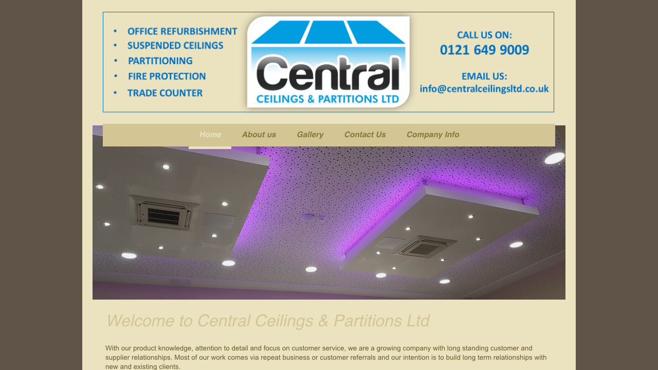 CENTRAL CEILINGS AND PARTITIONS LIMITED website preview