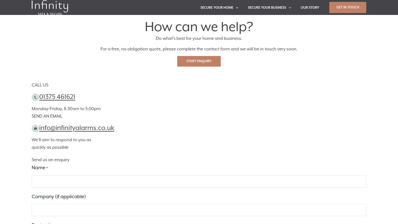 INFINITY SECURITY SYSTEMS LTD website preview