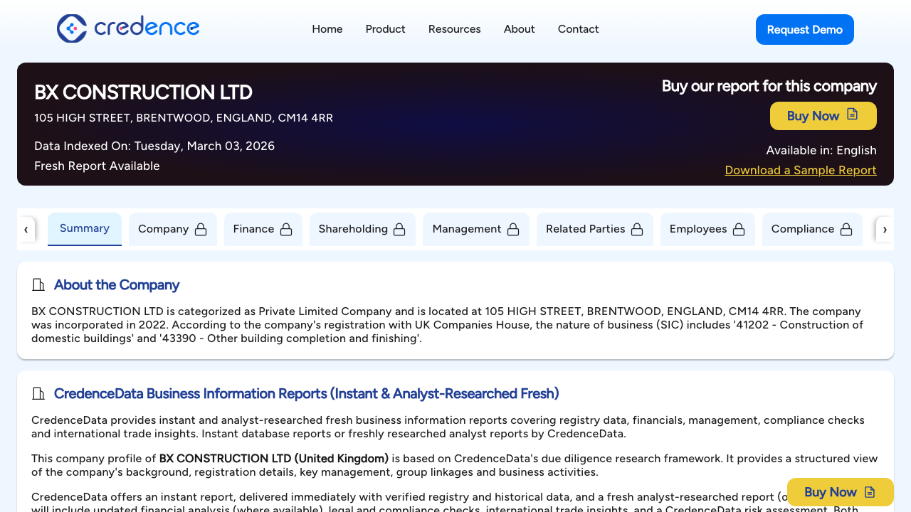 BX CONSTRUCTION LTD website preview