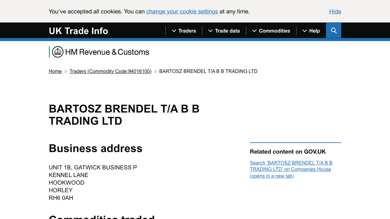 BARTOSZ BRENDEL T/A B B TRADING LTD. website preview
