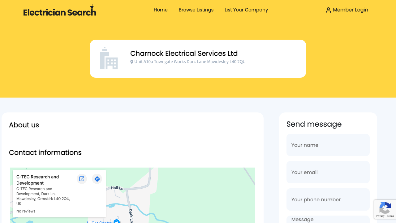 CHARNOCK ELECTRICAL SERVICES LIMITED website preview