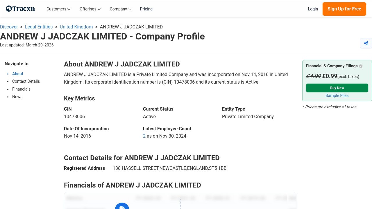ANDREW J JADCZAK LIMITED website preview