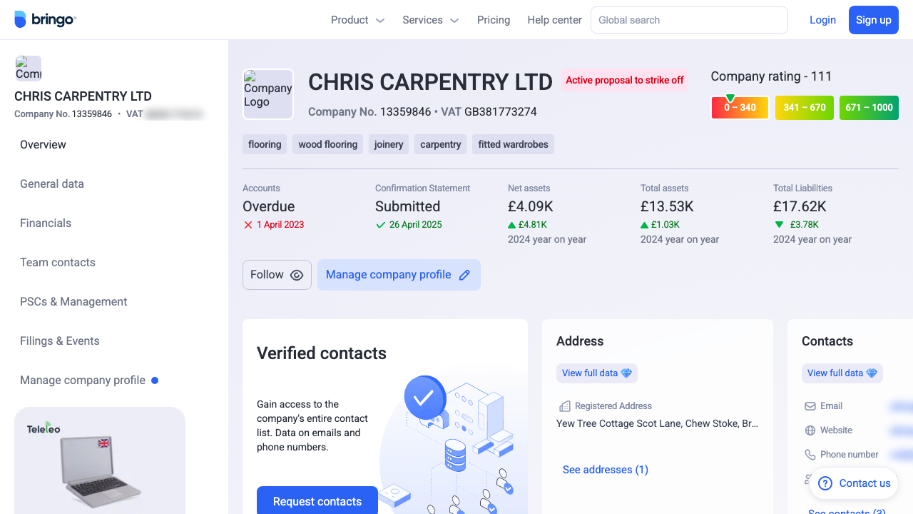 CHRIS CARPENTRY LTD website preview