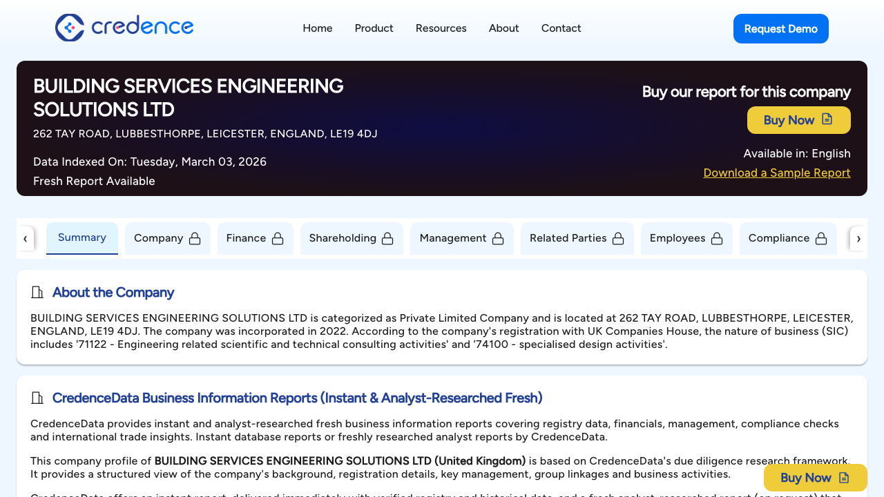 BUILDING SERVICES ENGINEERING SOLUTIONS LTD website preview