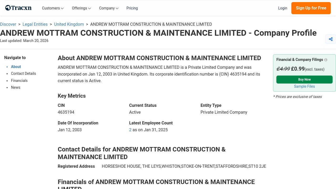 ANDREW MOTTRAM CONSTRUCTION & MAINTENANCE LIMITED website preview