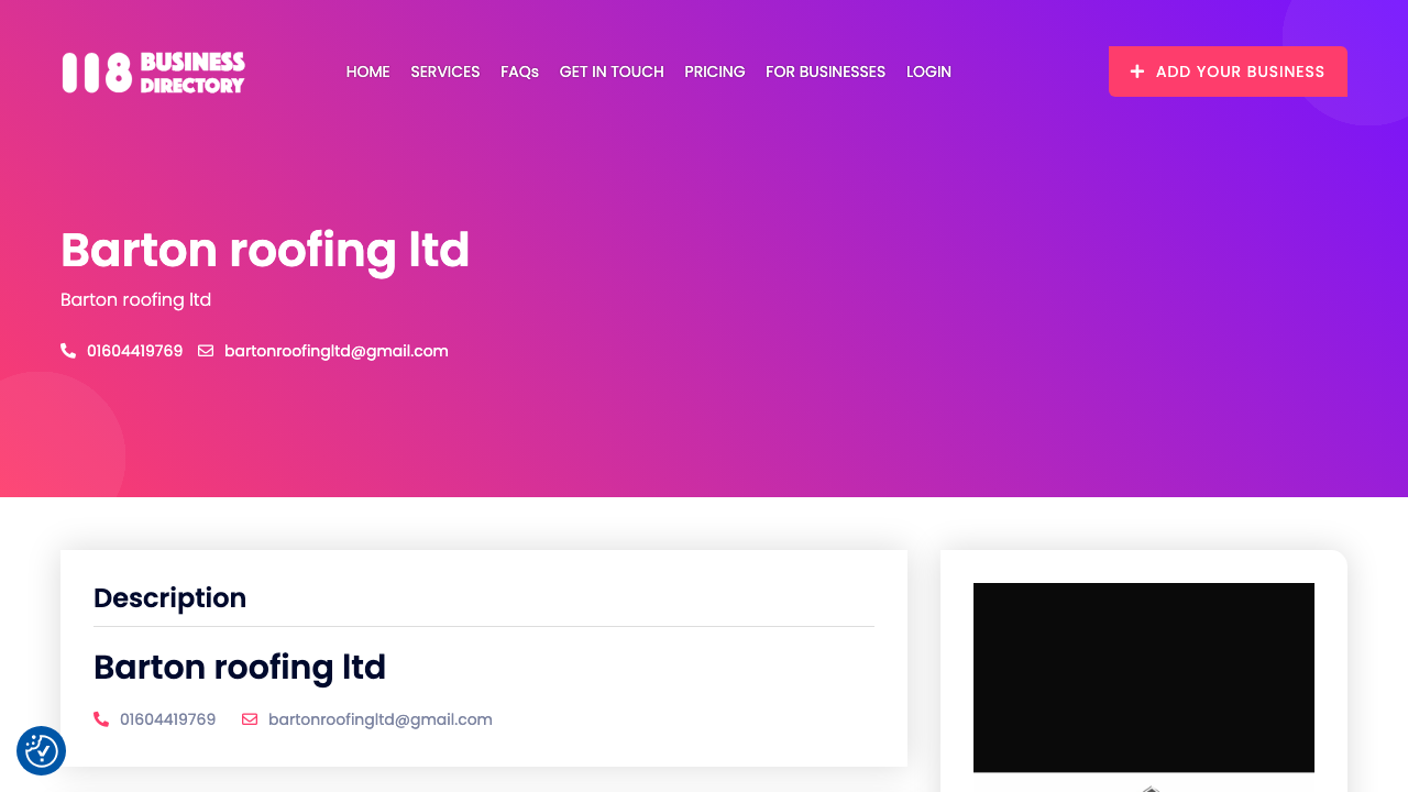 BARTON ROOFING LTD website preview