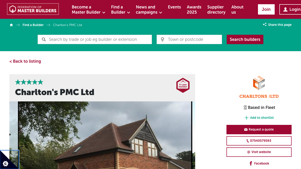 CHARLTON'S PMC LTD website preview