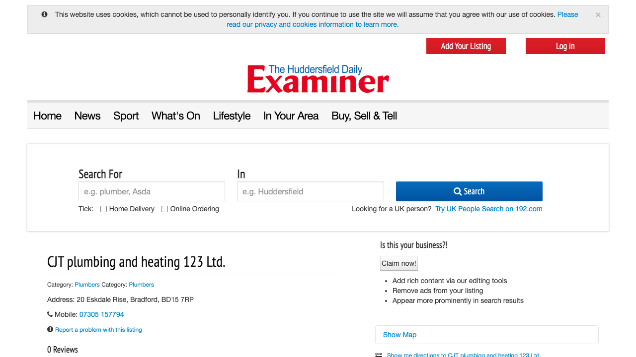 CJT PLUMBING AND HEATING123 LTD website preview