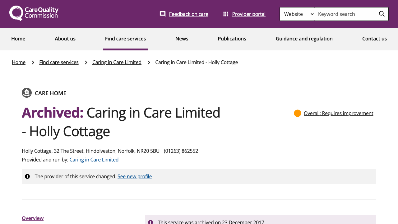 CARING IN CARE LIMITED website preview