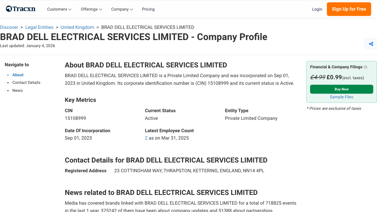 BRAD DELL ELECTRICAL SERVICES LIMITED website preview