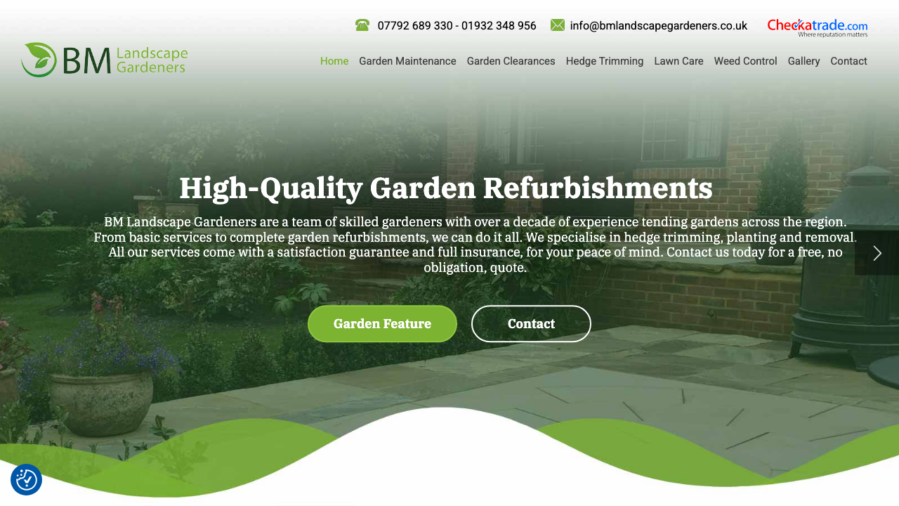 BWM GARDEN LANDSCAPES LTD website preview