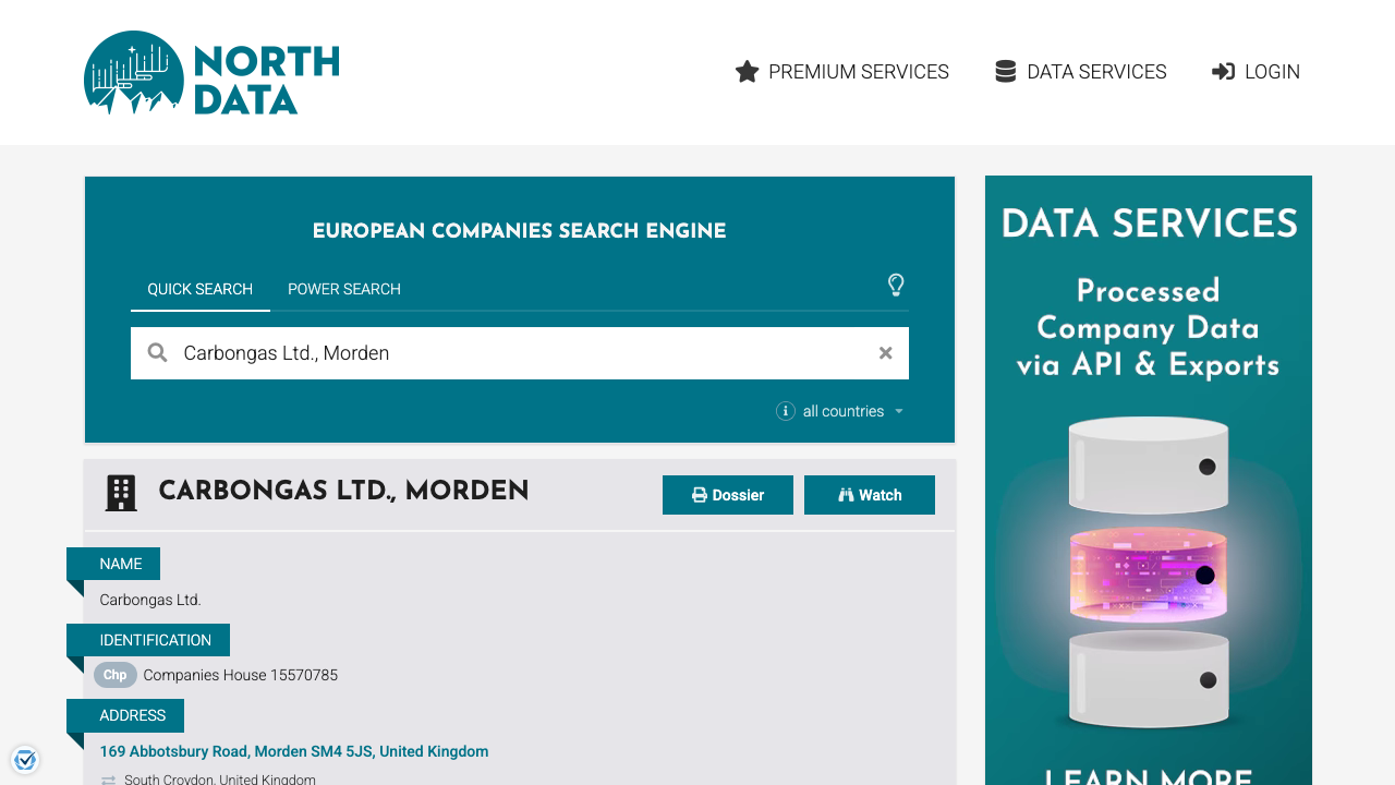 CARBONGAS LTD website preview