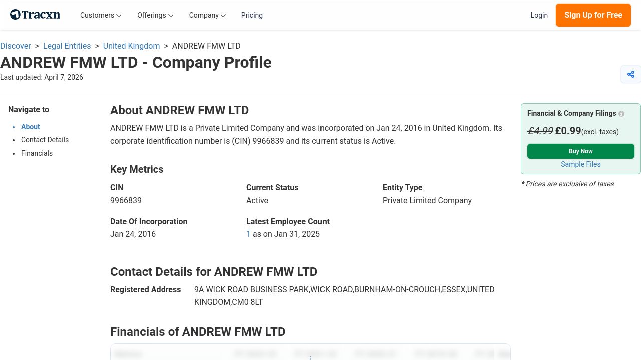 ANDREW FMW LTD website preview