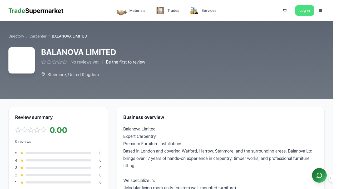 BALANOVA LIMITED website preview