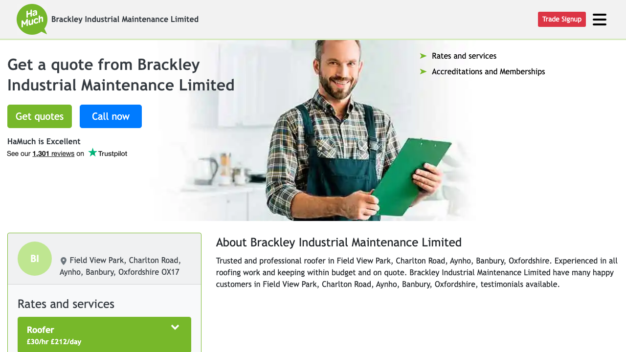 BRACKLEY INDUSTRIAL MAINTENANCE LIMITED website preview