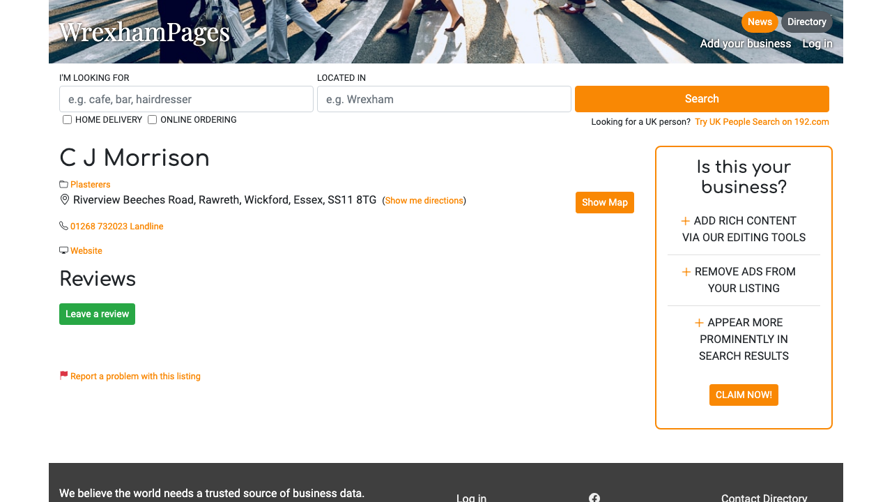 CJ MORRISON LIMITED website preview
