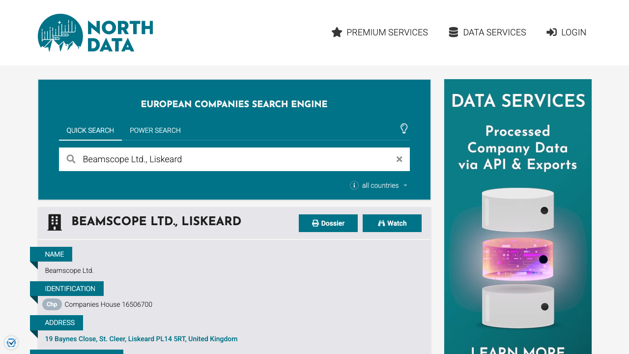 BEAMSCOPE LTD website preview
