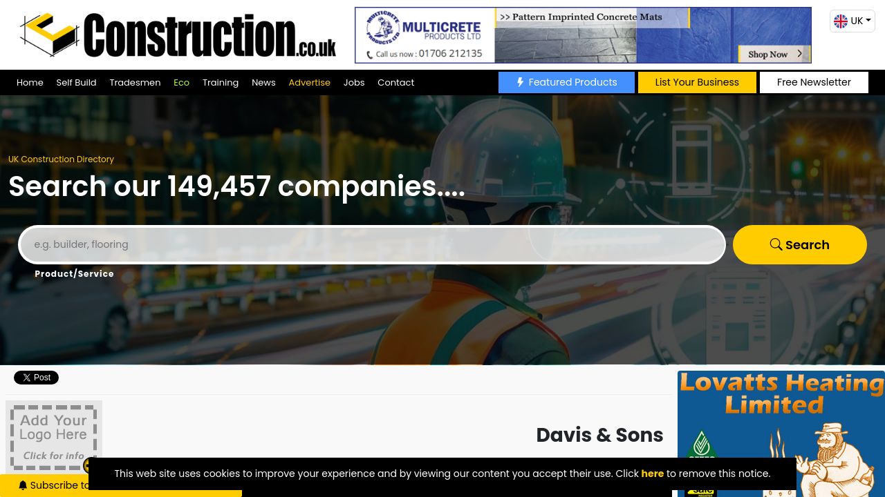 DAVIS & SONS LIMITED website preview