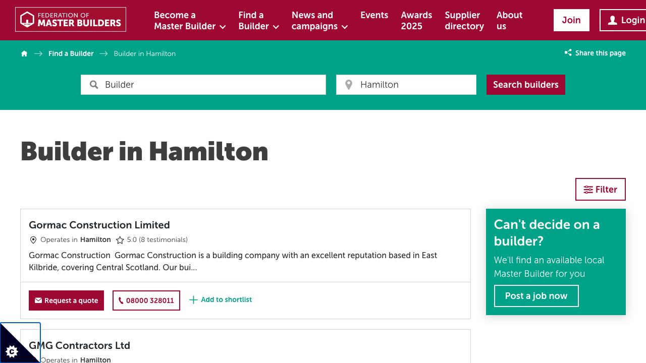 BUILDING AND CONSTRUCTION (HAMILTON) LTD website preview