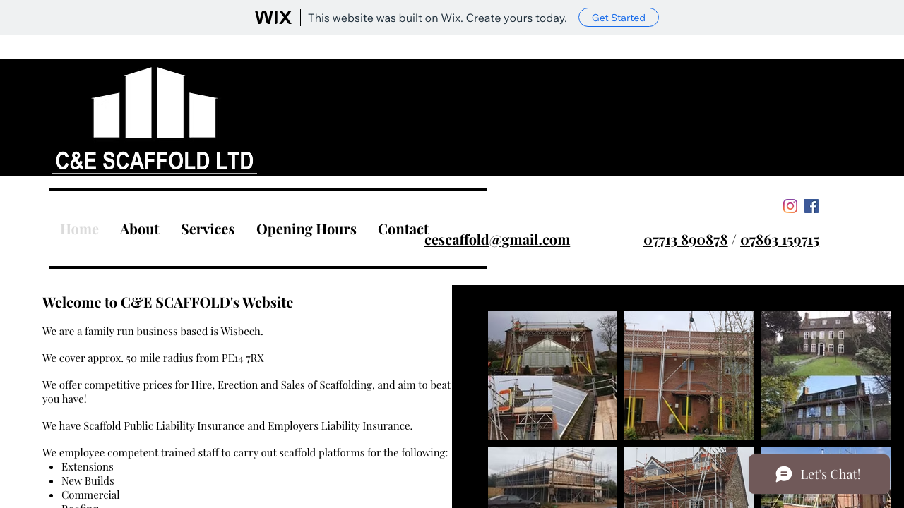 C&E SCAFFOLD LTD website preview