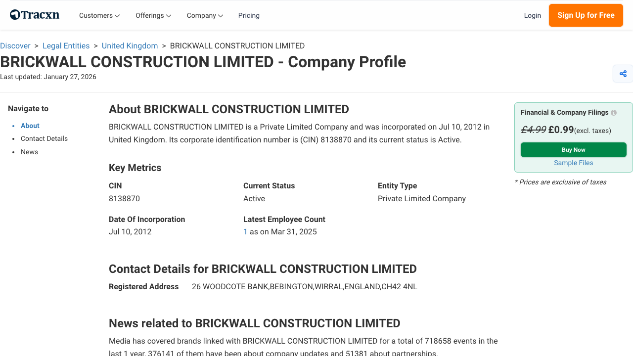 BRICKWALL CONSTRUCTION LIMITED website preview