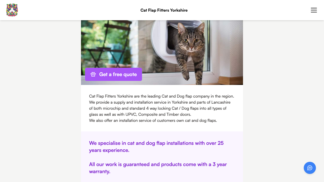 CAT FLAP FITTERS YORKSHIRE LTD website preview