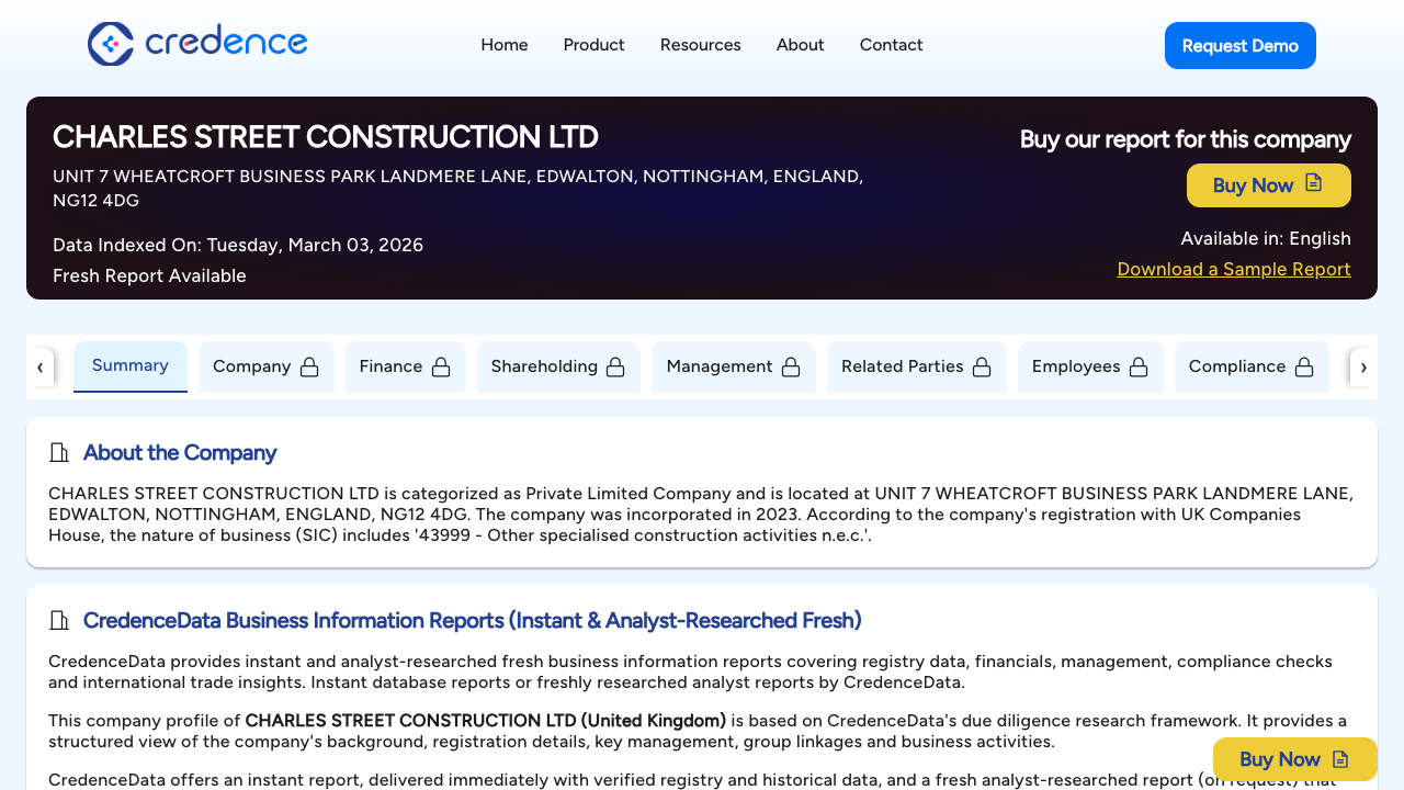CHARLES STREET CONSTRUCTION LTD website preview
