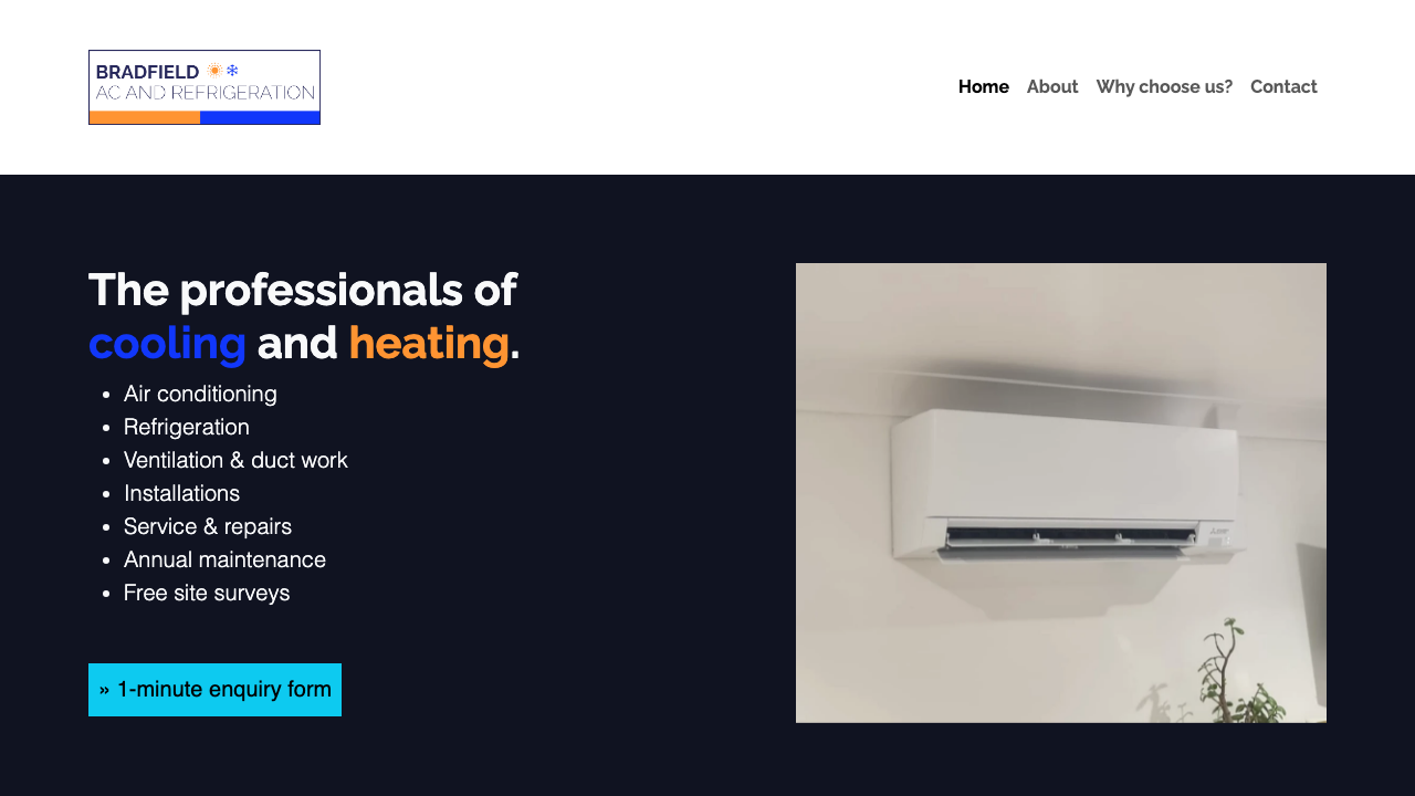 BRADFIELD AC AND REFRIGERATION LTD website preview
