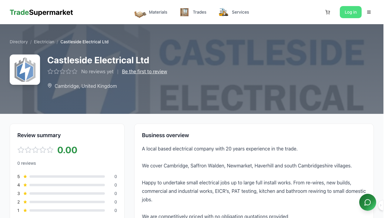 CASTLESIDE ELECTRICAL LTD website preview