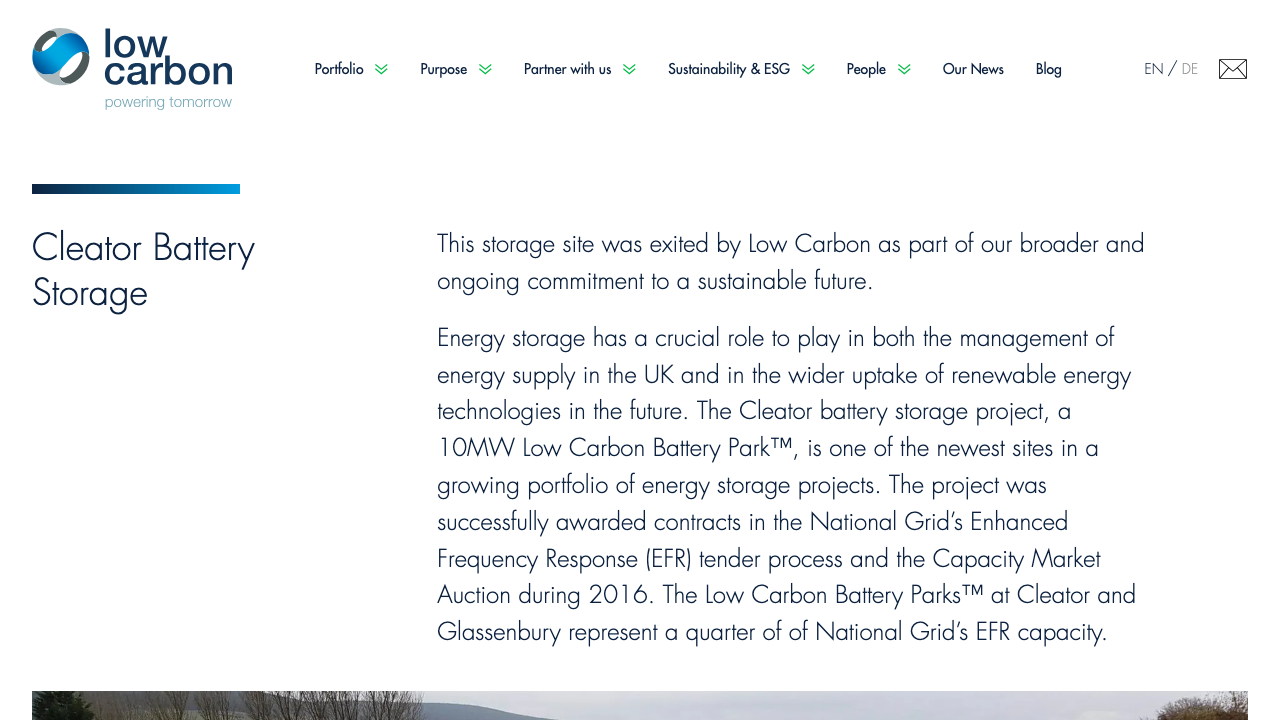 CLEATOR BATTERY STORAGE LIMITED website preview