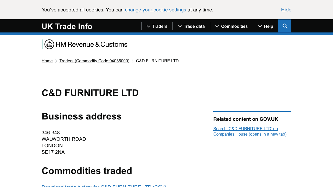 C&D FURNITURE LTD website preview