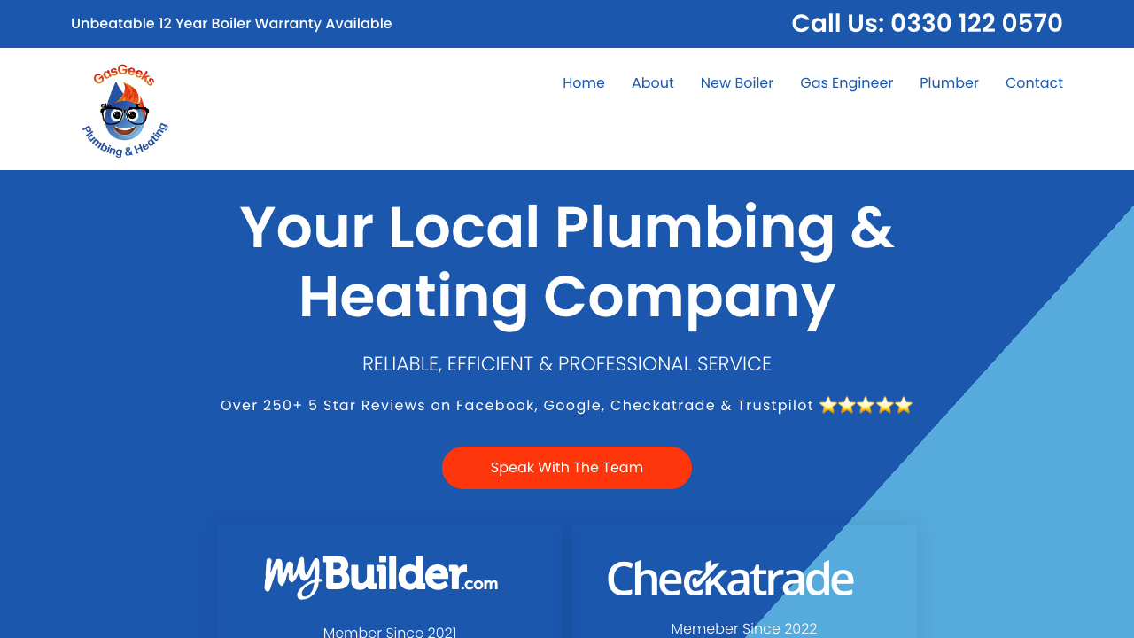 GASGEEKS PLUMBING & HEATING LTD website preview