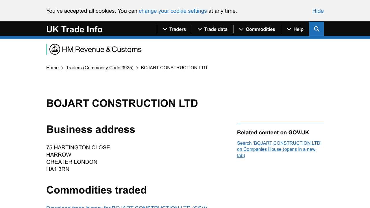 BOJART CONSTRUCTION LTD website preview