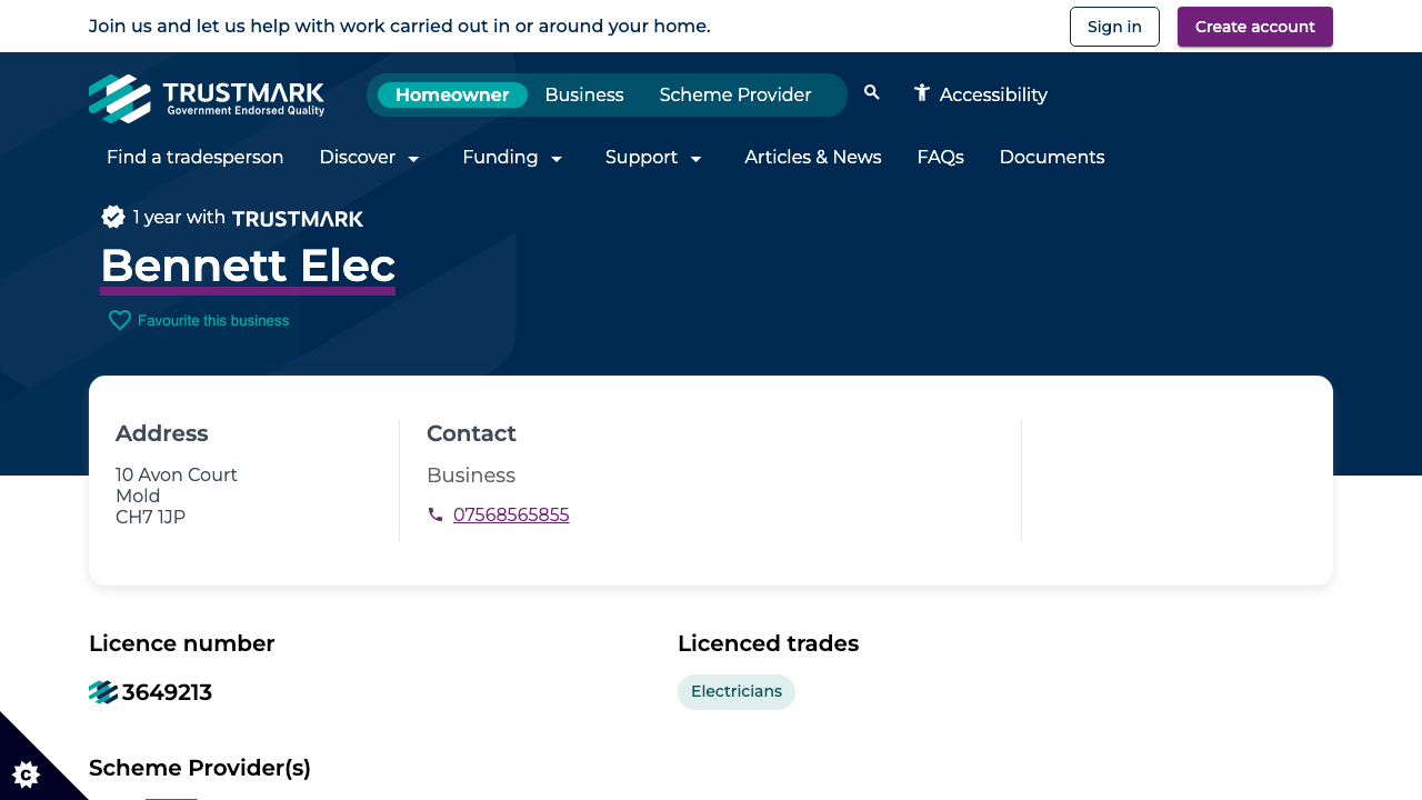 BENNETT ELEC LTD website preview
