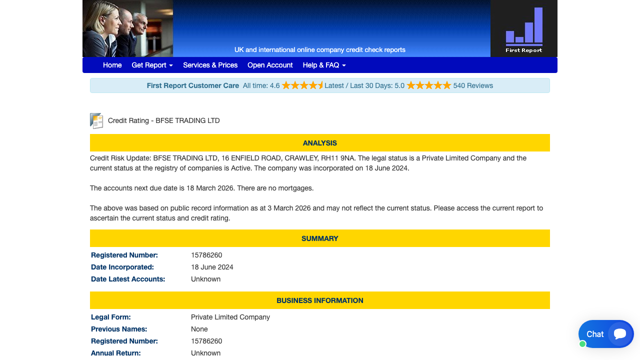 BFSE TRADING LTD website preview