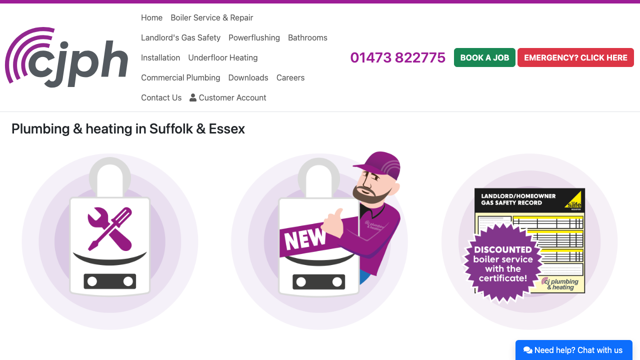 CJ PLUMBING & HEATING LTD website preview