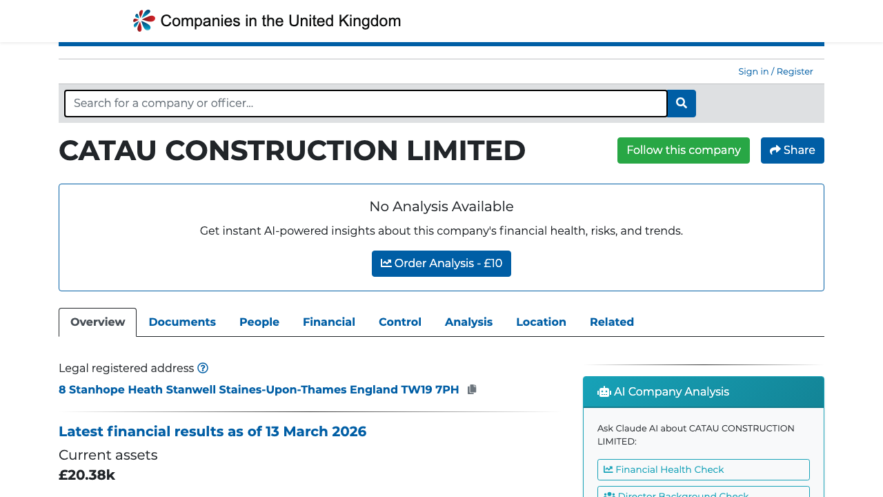 CATAU CONSTRUCTION LIMITED website preview