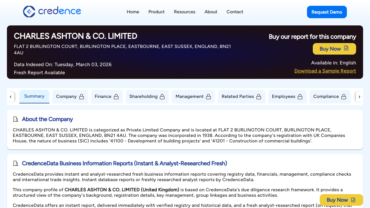 CHARLES ASHTON & CO. LIMITED website preview