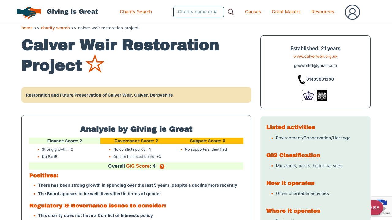 CALVER WEIR RESTORATION PROJECT website preview