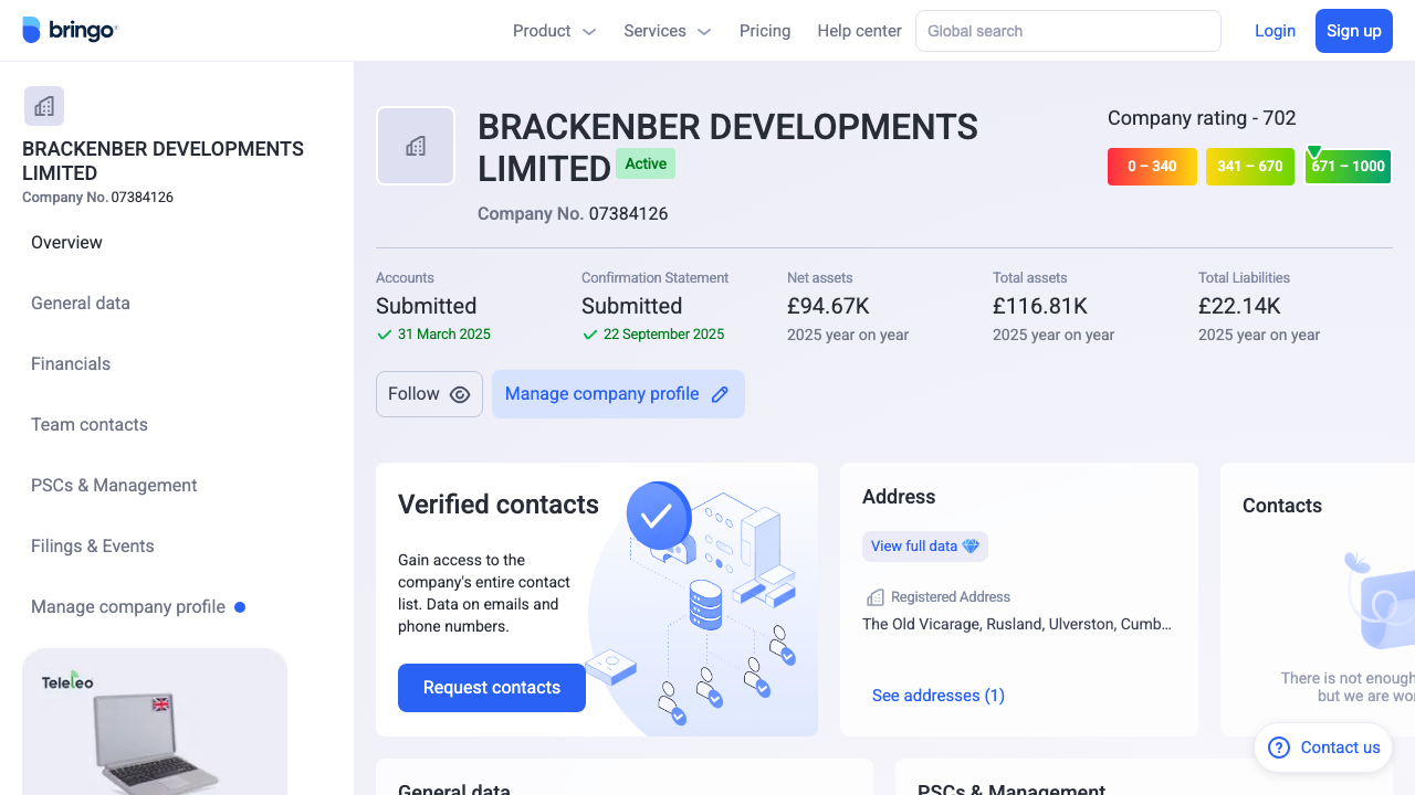 BRACKENBER DEVELOPMENTS LIMITED website preview
