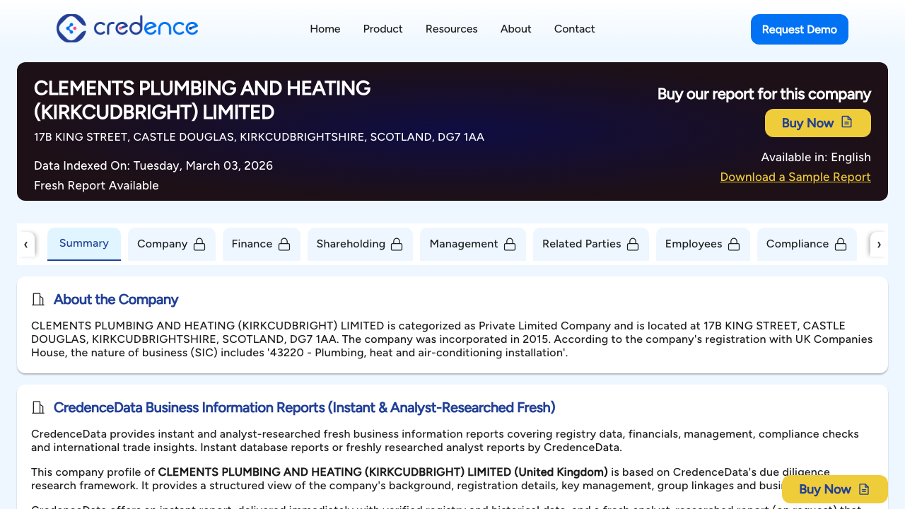 CLEMENTS PLUMBING AND HEATING (KIRKCUDBRIGHT) LIMITED website preview
